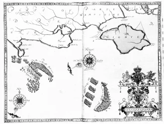 Map No.6 showing the route of the Armada fleet, engraved by Augustine Ryther, 1588